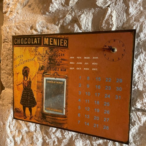 Calendrier plaque ☆ horloge Chocolat Meunier 26,5*35cm