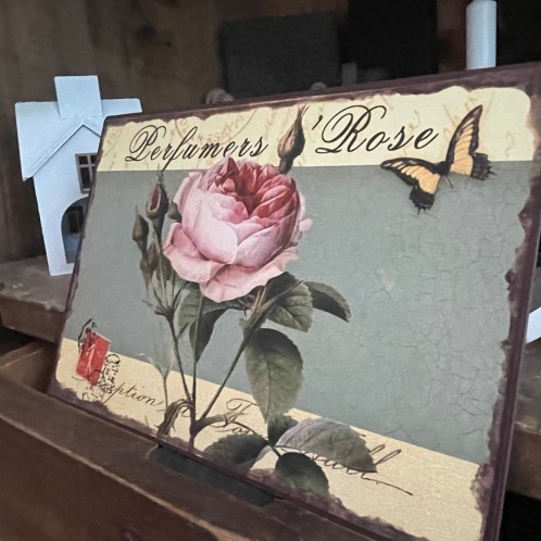 Plaque murale ☆ fer Shabby Rose 19*27,5cm