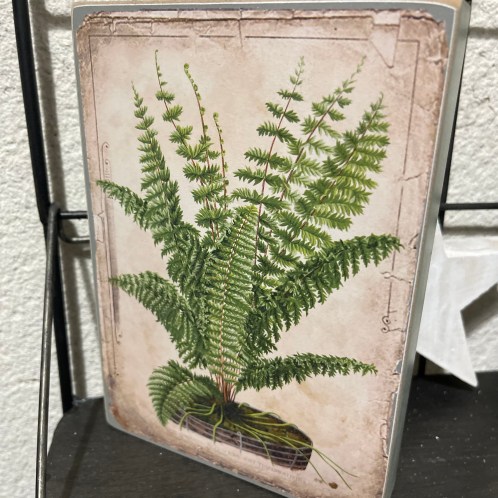 Bloc bois vintage ☆ Fougère plant Botanique 12*15cm