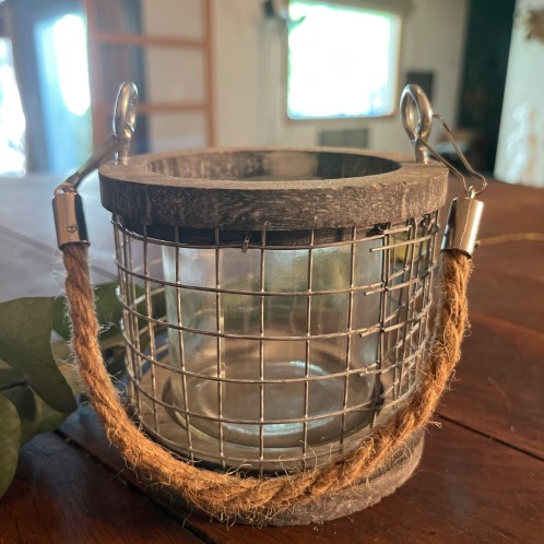 Photophore grillagé ☆ anse jute 11*11,5cm-PH33