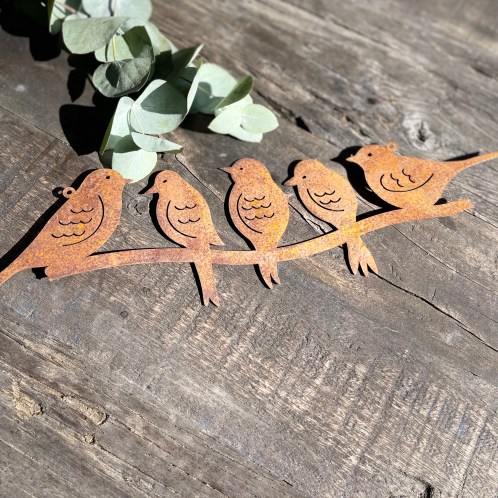 Oiseaux perchés ☆ sur une branche rouillée 10*36cm-OI22