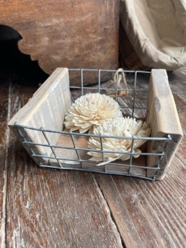 Petite cagette grillagée ☆ bois recyclé rectangulaire 15*8*13cm-CAG5