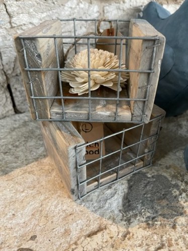 Petite cagette grillagée ☆ bois recyclé 12*11*8cm-CAG4