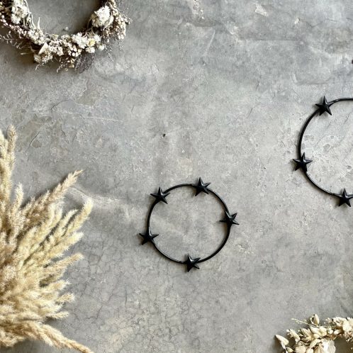 Lot de 2 cercles étoilés ☆ métal noir recyclé SØ 11 cm L_Ø 14 cm
