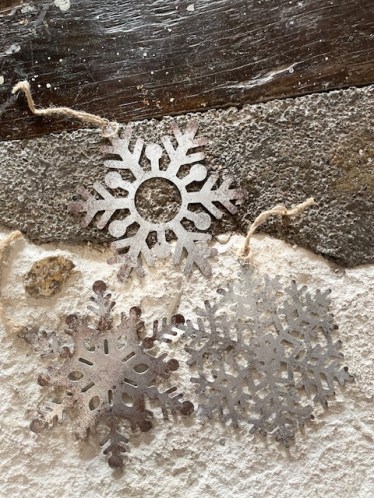 Lot de 3 grands flocons ☆ zinc rouille 15*15cm